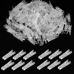 50 stuks hangende clips, doorzichtige wasknijpers, transparante kunststof klemmen, mini-klemmen, kleine hangende veerclips voor het ophangen van foto's, lichtsnoeren — thumbnail 1