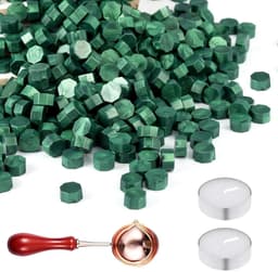 400 Stuks Wasbolletjes voor Verzegelen - Groene Octagonale Wasbolletjes voor Cadeauverpakking, Trouwaankondigingen en Persoonlijke Enveloppen — thumbnail 1