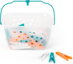 LA028297TQ Ultra Grip roestbestendige wasknijpers met opbergmand voor waslijn, voor gebruik binnen en buiten, 48 stuks, verschillende kleuren, plastic, 23,7 x 12,5 x 13,3 cm — thumbnail 2