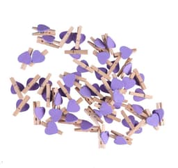 Houten Knijpers - Kleine Clips Decoratieve Knijpers - Foto's Ophangen - Hartvormig - 3 cm - Paars — thumbnail 1