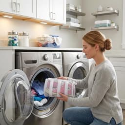 Vissennet Schoenen Wasmachine Tas, Herbruikbare Mesh Gat Waszak voor Wasmachine en Droger, Duurzaam en Grondige Reiniging, Geschikt voor Sneakers & Sportieve Schoenen (Cilinder) - Afmeting 40 x 19 cm — thumbnail 5