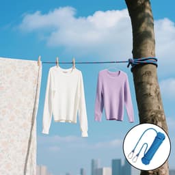 20M Heavy Duty Clothesline Rope with Hooks, 10mm Steel Core Polyester Outdoor Clothing Drying Rope for Garden - ShopVlot — thumbnail 3