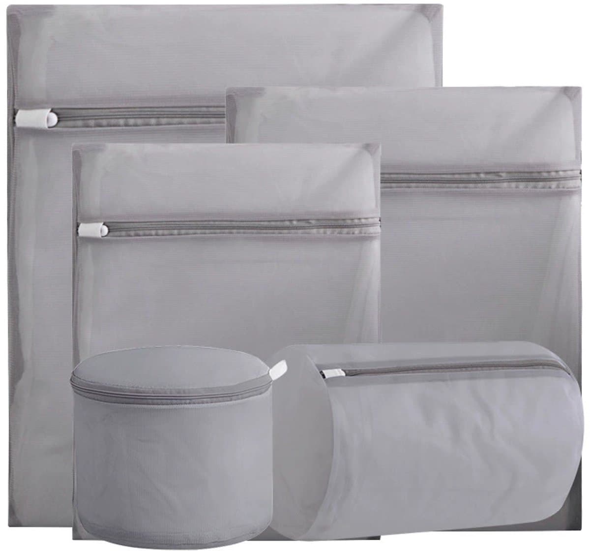 Waszakjes - Wasnetten - 5 stuks - Sterke Waszakken - met Rits - 5 maten - Waszak voor wasmachine blouses, beha's, ondergoed, beddengoed, mantels, textiel - Set 06 — afbeelding 1