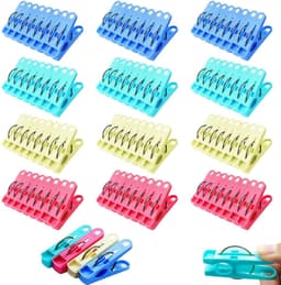Dailygoods- Wasknijpers 112 Stuks - Extra Sterke Wasknijpers - Antislip Kledingclips - Kunststof Wasknijpers - Kleur: Blauw/Groen/Geel/Roze - 5,5 cm x 3 cm - Wasclips — thumbnail 1
