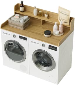 Dailygoods- Werkblad 2-traps - Wasmachine/Droger - Houten - Opbergruimte - Eiken - 137x70x30,2 cm - Aanrechtblad — thumbnail 1