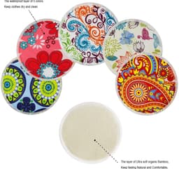 Dailygoods - PINOWU Voedingspads - 10 wasbare pads + natte tas + waszak, borstvoeding tepelkussentjes (groot 11,9 cm) — thumbnail 2