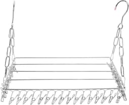 Dailygoods- Wasdroogrek Roestvrij staal - Opvouwbaar Kledingdroogrek - 36 Clips - Winddicht Hanger - Voor Handdoeken/Lingerie - 40cm Lengte - Kledinghanger — thumbnail 2
