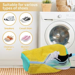 Dailygoods - Waszak voor schoenen – waszak voor schoenen met villosities, schoenentas voor wasmachine met ritssluiting, herbruikbaar, waszakken voor sneakers (blauw/verpakking 1) — thumbnail 3