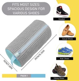 Dailygoods - Waszak voor schoenen – waszak voor schoenen met villosities, schoenentas voor wasmachine met ritssluiting, herbruikbaar, waszakken voor sneakers (grijs/verpakking 1) — thumbnail 5