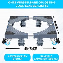 Wasmachine Verhoger - Apparaat Onderstel - Apparaten Verplaatsen - Extra Stabiliteit - 500 kg Capaciteit - Grijs — thumbnail 2