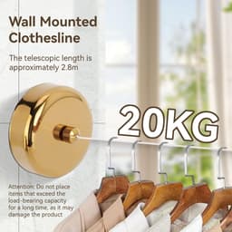Dailygoods- Waslijn Uittrekbaar - Wanddroogrek - Kledinglijn - Roestvrij Staal - Intrekbaar - Voor Binnen/Buiten — thumbnail 2
