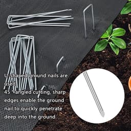 Dailygoods- Grondankers 60 Stuks - Anti-Roest U-Haringen 150 x 40 mm - Grondhaken voor Onkruiddoek - Bevestigingsplaten 6,5 x 7 cm - Betrouwbare Stabiliteit voor Tuin en Terras - Tuinankers — thumbnail 4