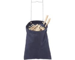 Hangende Speldtas - Waslijn Organizer - Wasknijpers Opbergen - Met Ophangstang - 15 cm breed - Navy Blauw