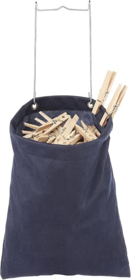 Hangende Speldtas - Waslijn Organizer - Wasknijpers Opbergen - Met Ophangstang - 15 cm breed - Navy Blauw — thumbnail 1