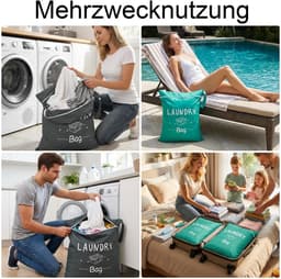 Dailygoods- Waszak Waterdicht - Waszak met Ritssluiting - Waszak voor Vuile Was - Handzaam en Lichtgewicht - Hoog Draagvermogen tot 6 kg - Ideaal voor Thuis en Reis - Wasmand — thumbnail 4