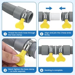 Dailygoods- Verlengslang 1 m - Universele Set - Verbindingsstuk - Klemmen - Hoekhouder - Flexibele Uitlaatverlengset - Afvoerslang — thumbnail 5
