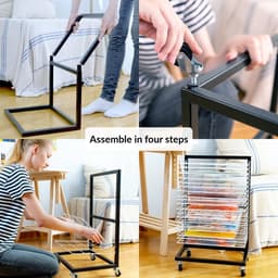 Dailygoods - Klein Hangend Kunst Droogrek met 19 Uitneembare Schappen - Mobiele Droogtoren voor Klaslokalen — thumbnail 4