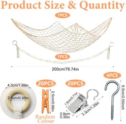 Dailygoods- Opbergnet Bohemian Macramé - Hangende Opberger - Opberg Etui - Knuffels - Decoratie - 40 Clips - 2 m Pluche Dier - Opbergnetten — thumbnail 2