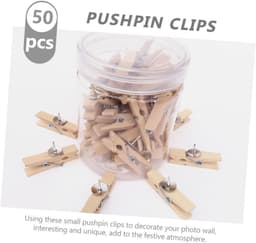Houten Punaises - Decoratie Clips - Foto's Bevestigen - Met Veer Mechanisme - 50 Stuks - Houtkleur — thumbnail 4