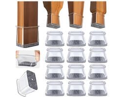 Dailygoods - 32 Pcs Stoelpootbeschermers met Vilt, Transparant Siliconen Kappen