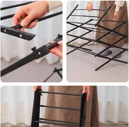 Liverna® Wasrek Inklapbaar - Droogrek Staand - Droogtoren voor Binnen - 8,4m Drooglengte - Compact Opvouwbaar - Zwart — thumbnail 5