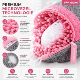 SWAXIGON - Schoenwaszak - Waszak voor schoenen - Herbruikbaar - Wasmachine&Droger - voor Sneakers en Tennisschoenen- Grijs/Pink — thumbnail 5