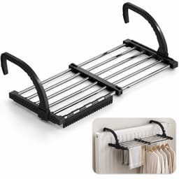 BOTC Droogrek Hangend 64-110cm - Radiatordroogrek - Uitschuifbaar wasrek voor balkon - Wasrek voor balkonreling -6,6m drooglengte — thumbnail 1