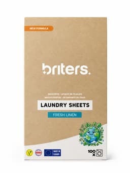 Briters Wasstrips Fresh Linen 100 wasbeurten - Plasticvrij Verpakt - V Label gecertificeerd (vegan) - Dermatest goedgekeurd (hypoallergeen) biologisch afbreekbaar Europese Productie - 30 dagen proberen — thumbnail 1