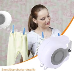 Camping Wasrek - Draagbare Waslijn - Buiten Drogen - Automatisch Intrekbaar - 13 Meter - Wit — thumbnail 5