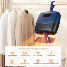 Mini droger – 600W draagbare kledingdroger – Verwarmende wasdroger met timer – PTC-verwarming instelbaar 55°C/65°C – Elektrische droger – Laadcapaciteit 15 kg – 360° hete luchtcirculatie — thumbnail 2