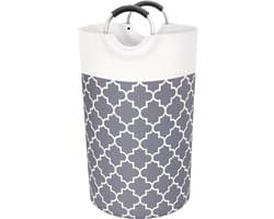 Wasmand - Grote wasmand - Opvouwbare wasmand - Waszak - Stoffen wasmand voor badkamer, slaapkamer & wasruimte - Grijs - 115 L