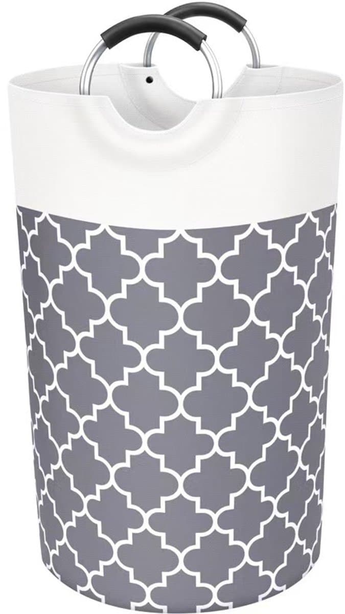 Wasmand - Grote wasmand - Opvouwbare wasmand - Waszak - Stoffen wasmand voor badkamer, slaapkamer & wasruimte - Grijs - 115 L — afbeelding 1