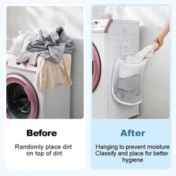Kinderkamer Wasmand Set van 2, Opvouwbare en Hangende Wasmanden voor Speelgoedopslag, Groen en Wit — thumbnail 5