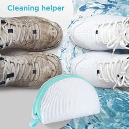 Waszakken, wasmachine, upgrade waszak, schoenen, 360° super reinigingskracht met verborgen ritssluiting, schoenenzak wasmachine voor sneakers, gymschoenen enz., wit — thumbnail 5