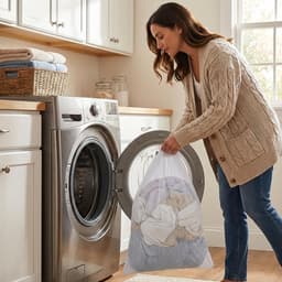SnelShoppen - Waszakken 2-Piece, 70x90 cm Grote Wasnetten voor Wasmachine met Trekkoord, Fijnmazige Waszak voor Beddengoed, Knuffels en Opslag, Wit — thumbnail 5