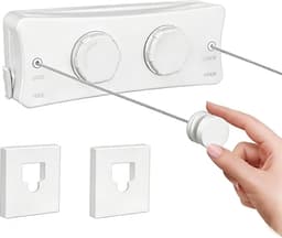Verstelbare Ingebouwde Waslijn voor Binnen, Dubbele Lijn, RVS, 2 x 5.1 m, Ruimtebesparend en Discreet — thumbnail 1