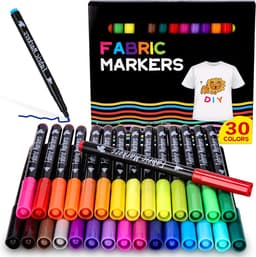 30 Kleuren Textielstiften, Textielmarkeerstiften, Wasmachinebestendige Textielmarker, Permanente Stofverf, Textielmarkers voor T-shirts, Hoeden, CanvasTassen, Doe-Het-Zelf Schilderen Stoffen Pennen — thumbnail 1