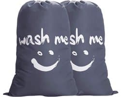2 stuks waszakken voor op reis, vuile was, wasverzamelaar, waszak, grote opvouwbare wasmand, opbergtas, wasbak, outdoor, 120 liter, grijs