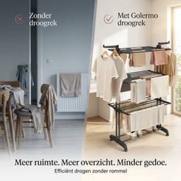 Droogrek Staand - Inklapbaar Wasrek met Wielen - Droogtoren 4 Lagen - 24 Meter Drooglengte - 50 kg Draagvermogen — thumbnail 3