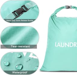SnelShoppen - Travel Laundry Bag Set van 2 - Nylon Waterdichte Waszakken met Rolsluiting - 60x45 cm en 55x35 cm - Opvouwbare Vuilwaszak voor Camping e — thumbnail 4