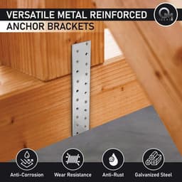 SnelShoppen - 5 x Platte Ankers (200x40x40 mm) Hoekverbinding van Gegalvaniseerd Staal, Corrosiebestendig, 24 Gaten, Voor Constructie en Verbouwing — thumbnail 3