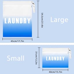 SnelShoppen - Waterproof Laundry Bag Set - Grote en Kleine Waszak voor Reis en Zwembad - Handvatten, Kleurverloop van Wit naar Donkerblauw - Ideaal vo — thumbnail 2