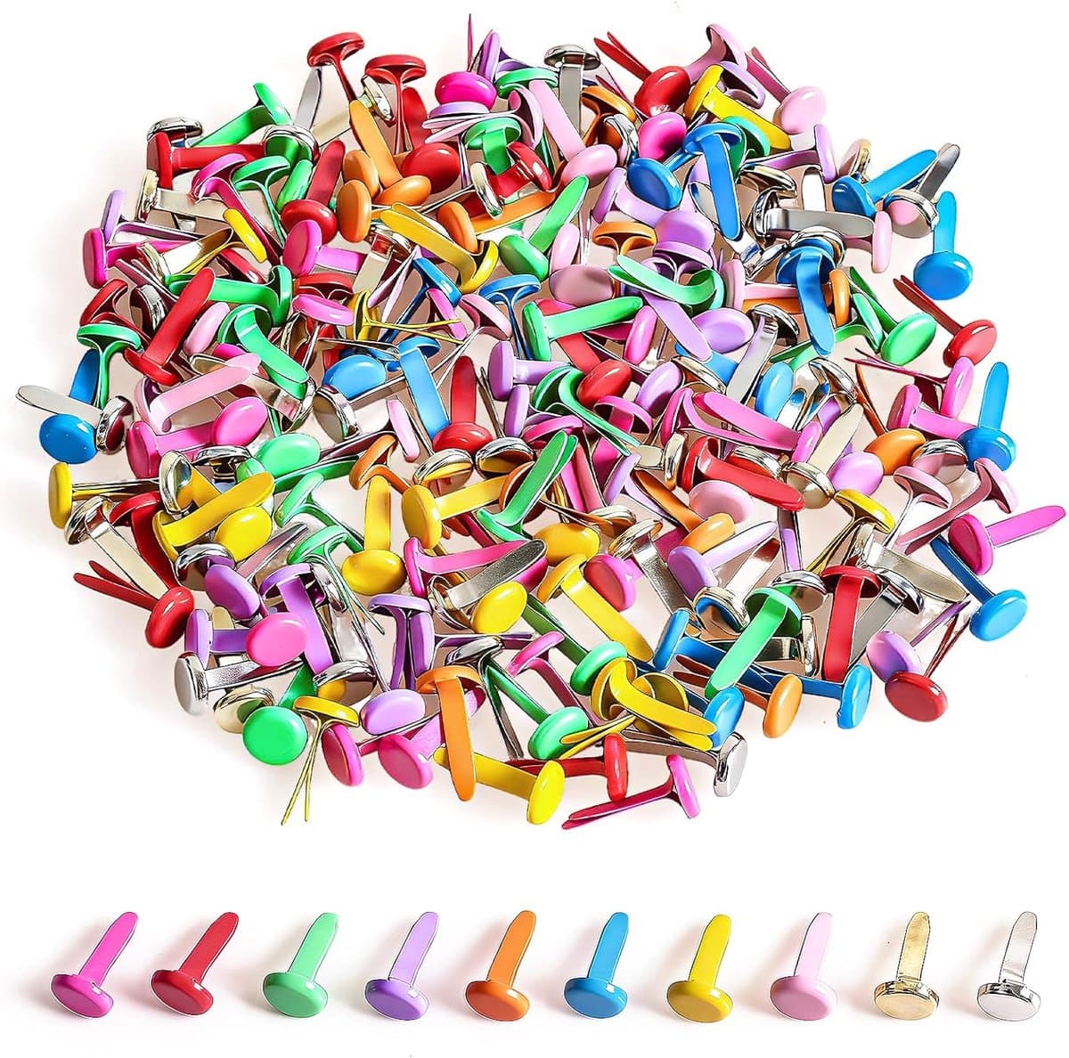 SnelShoppen - 200 Stuks Mini Ronde Vlecht Clips - Kleurrijke Metalen Klemmen voor Scrapbooking, Papercrafts, DIY Creaties en Knutselen - Ideaal voor K — afbeelding 1