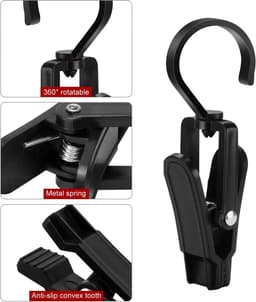 SnelShoppen - 20 Stuks Sterke Klemmen met Hanger Haak, Grote Kledingknijpers voor Garderobe, Hoed, Gordijn, Sokken, Lakens, Strandhanddoek - Ruimtebes — thumbnail 5