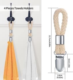 Dailygoods- Handdoekclips Hoogwaardige Mat - Handdoek Klemmen - Handdoek Houders - Keukenhanddoek Klemmen - Clips voor Badhanddoeken/Theedoeken - 6 Stuks - Handdoekhangers — thumbnail 3