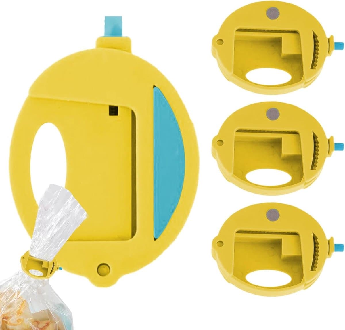 Voedselzak Clips - Keuken Clips Snack Clips - Levensmiddelen Bewaren - Uniek Knijp Mechanisme - Set van 4 - Geel — afbeelding 1