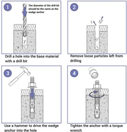 Wedge Anchors - Metaalpluggen Beton - Bevestigen in Steen - Verzinkt Staal - M16 x 300mm - Zilverkleurig — thumbnail 2