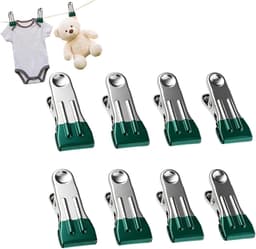 Wasknijpers - Kledingklemmen Organizer - Wasgoed Drogen - Roestvrij Staal - 8 Stuks - Groen — thumbnail 1