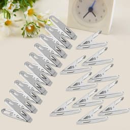 Wasknijpers - Kledingclips - Kleding Drogen - Roestvrij Staal - 20 Stuks - Zilverkleurig — thumbnail 2