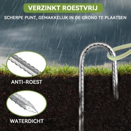 Schroefharingen - Zwart - 8 Stuks - Verzinkt Staal Met J-haak - Voor Tuin, Camping en Trampolinetent — thumbnail 5